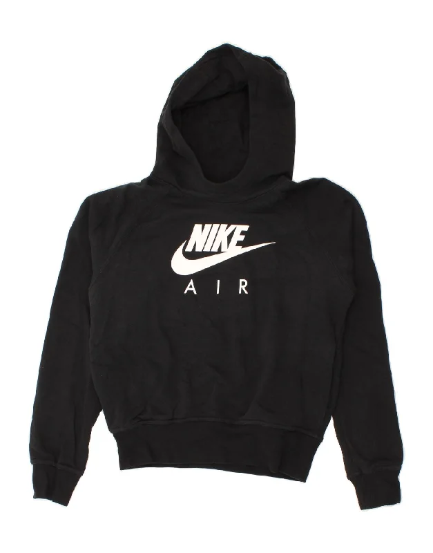 NIKE Womens Nike Air Graphic Hoodie Jumper UK 10 Small Black Cotton Hoodie with Rolled Sleeves Casual Relaxed NIKE Womens Nike Air Graphic Hoodie Jumper UK 10 Small Black Cotton Hoodie with Rolled Sleeves Casual Relaxed