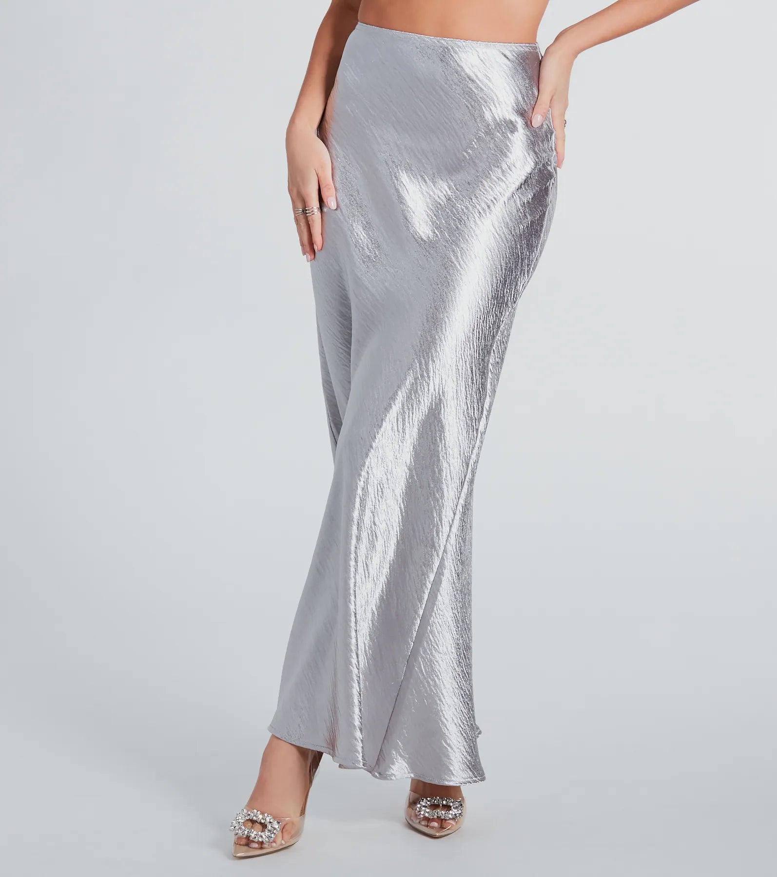 Iconic Sheen Crinkle Satin Maxi Skirt velvet skirt luxury