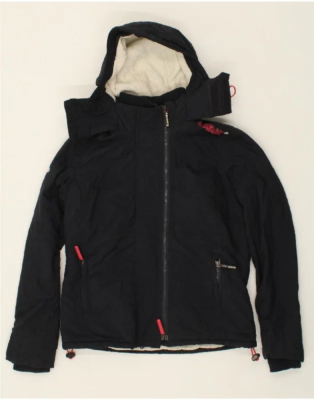 SUPERDRY Womens Hooded Windbreaker Jacket UK 16 Large Navy Blue Denim Jacket Leather Jacket Suede Jacket SUPERDRY Womens Hooded Windbreaker Jacket UK 16 Large Navy Blue Denim Jacket Leather Jacket Suede Jacket