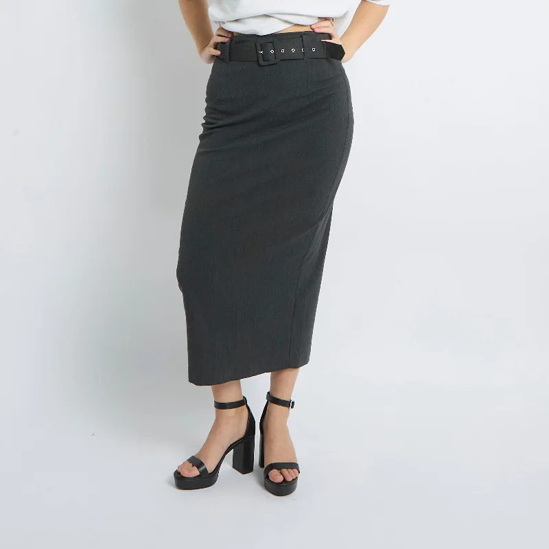 Belted Tailored Maxi Skirt - UK 10 relaxed fit skirt