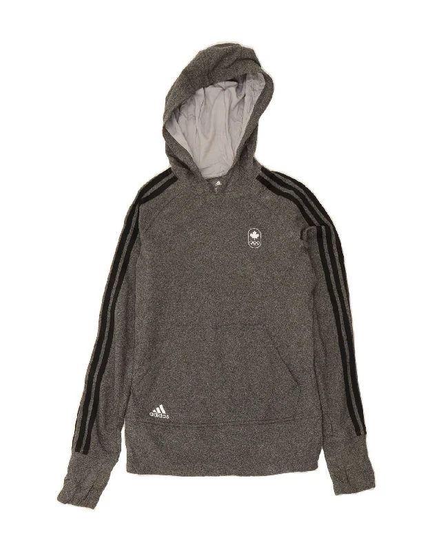 ADIDAS Womens Canada Graphic Hoodie Jumper UK 10 Small Grey Polyester Hoodie with Fur Luxurious Winter ADIDAS Womens Canada Graphic Hoodie Jumper UK 10 Small Grey Polyester Hoodie with Fur Luxurious Winter