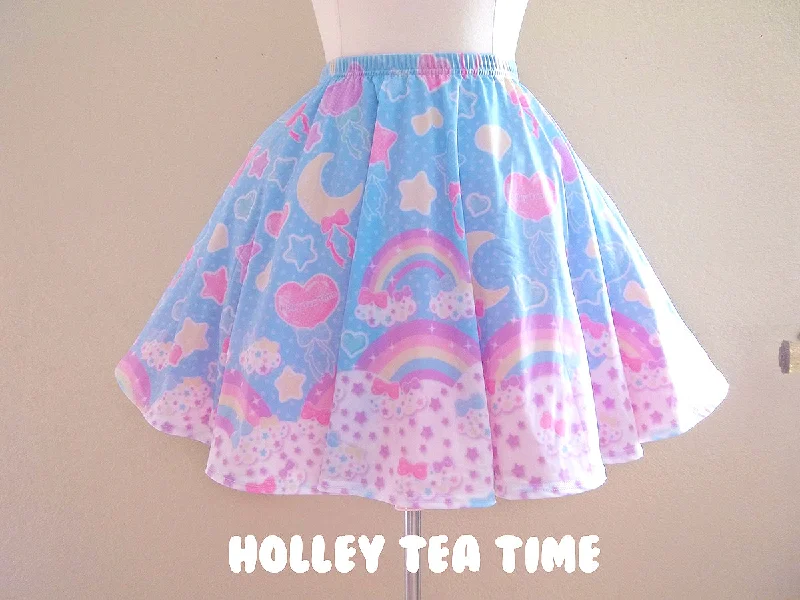Pastel Party Blue Mini Skater Skirt mini skirt trendy