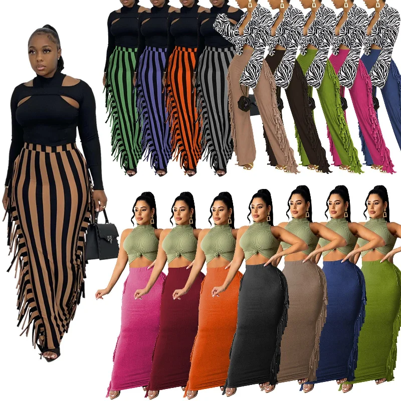 Wholesale New Style High Quality Brushed Fabric Cute Women'S Elegant Two-Sided Fringed Half-Length Women'S  Long Satin Skirt leather skirt bold