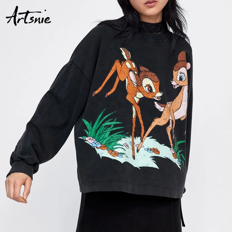 WILUXE Spring 2019 Cartoon Animal Casual Sweatshirts Women O Neck Long Sleeve Streetwear Oversized Hoodie Winter Sweat Female Hoodie with Typography Text Message WILUXE Spring 2019 Cartoon Animal Casual Sweatshirts Women O Neck Long Sleeve Streetwear Oversized Hoodie Winter Sweat Female Hoodie with Typography Text Message