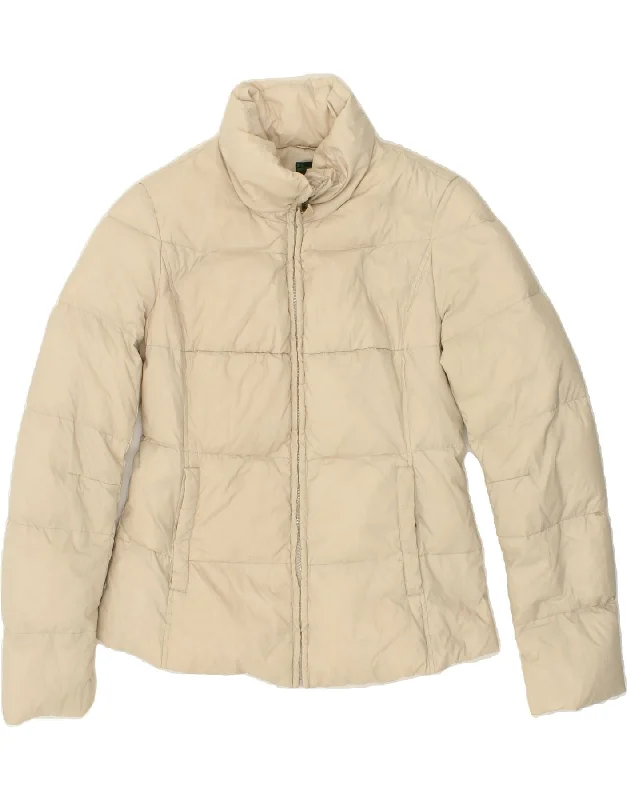 BENETTON Womens Crop Padded Jacket IT 44 Medium Beige Polyamide Cardigan Sweater Pullover BENETTON Womens Crop Padded Jacket IT 44 Medium Beige Polyamide Cardigan Sweater Pullover