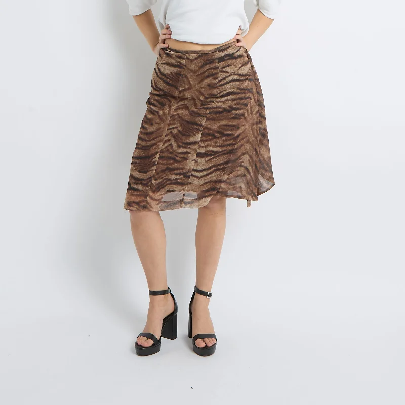 Midi Mesh Animal Print Skirt - UK 8 athletic skirt fit