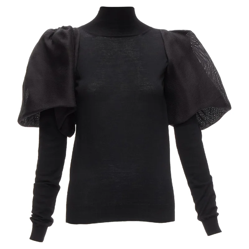 Lanvin merino wool silk balloon puff sleeve turtleneck sweater Cotton Fabric Linen Fabric Terry Fabric Lanvin merino wool silk balloon puff sleeve turtleneck sweater Cotton Fabric Linen Fabric Terry Fabric