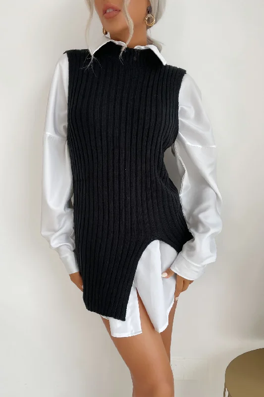 Slit Hem Sweater Vest Dress by BYNES NEW YORK | Apparel & Accessories Plaid Sweater Polka Dot Checkered Slit Hem Sweater Vest Dress by BYNES NEW YORK | Apparel & Accessories Plaid Sweater Polka Dot Checkered