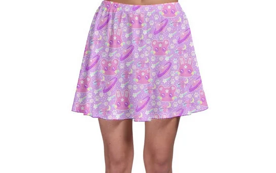 Cosmic Cuties Lilac Skater Skirt [Made To Order] denim skirt durable