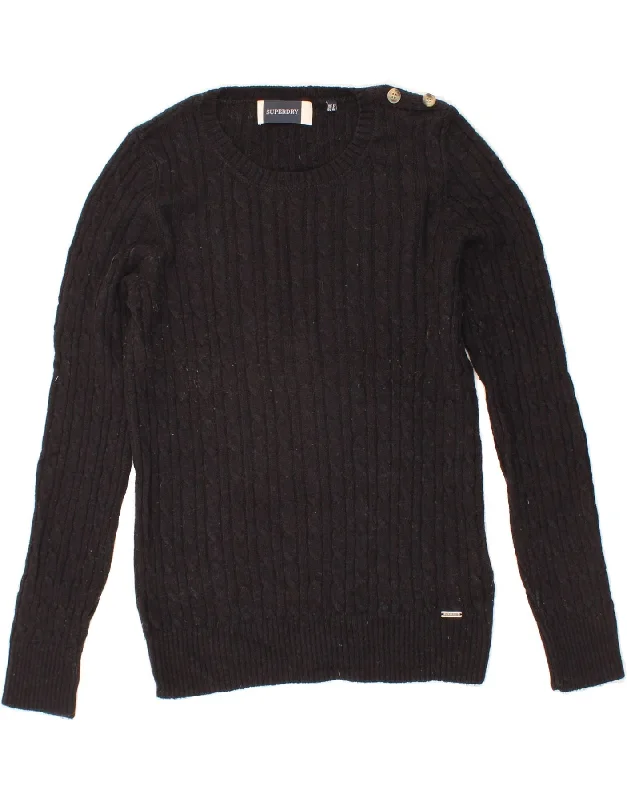 SUPERDRY Womens Crew Neck Jumper Sweater UK 12 Medium Black Cotton Rayon Fabric Velvet Fabric Corduroy Fabric SUPERDRY Womens Crew Neck Jumper Sweater UK 12 Medium Black Cotton Rayon Fabric Velvet Fabric Corduroy Fabric