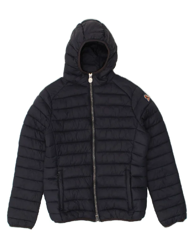 INVICTA Womens Hooded Padded Jacket UK 14 Large Navy Blue Polyamide Tailored Jacket Straight Jacket A-Line Jacket INVICTA Womens Hooded Padded Jacket UK 14 Large Navy Blue Polyamide Tailored Jacket Straight Jacket A-Line Jacket