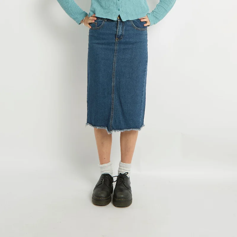 Denim Midi Skirt - UK 8 cashmere skirt rich