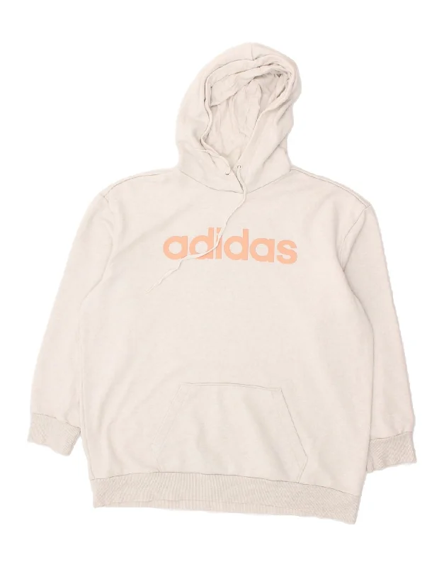 ADIDAS Womens Oversized Graphic Hoodie Jumper UK 12/14 Medium Grey Cotton Hoodie with Color Block Contrast Stylish ADIDAS Womens Oversized Graphic Hoodie Jumper UK 12/14 Medium Grey Cotton Hoodie with Color Block Contrast Stylish