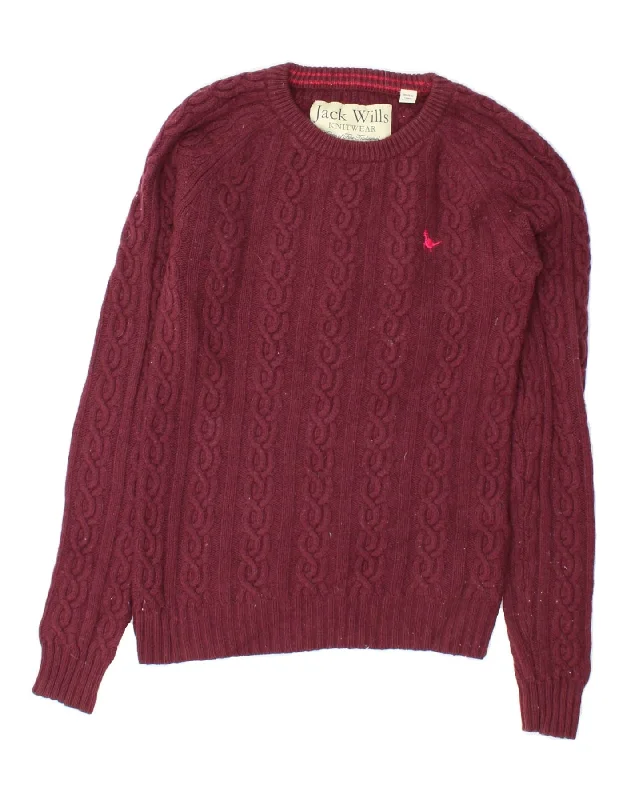 JACK WILLS Womens Crew Neck Jumper Sweater UK 8 Small Maroon Lambswool Stylish Fashionable Trendy JACK WILLS Womens Crew Neck Jumper Sweater UK 8 Small Maroon Lambswool Stylish Fashionable Trendy