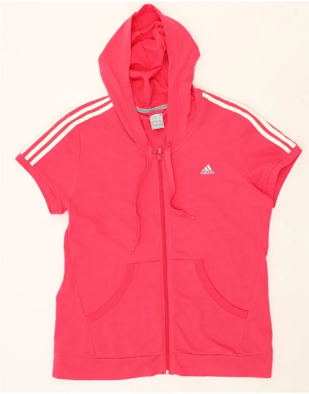 ADIDAS Womens Short Sleeve Zip Hoodie Sweater UK 22 XL Pink Cotton Anti-Pilling Anti-Shrink Durable ADIDAS Womens Short Sleeve Zip Hoodie Sweater UK 22 XL Pink Cotton Anti-Pilling Anti-Shrink Durable