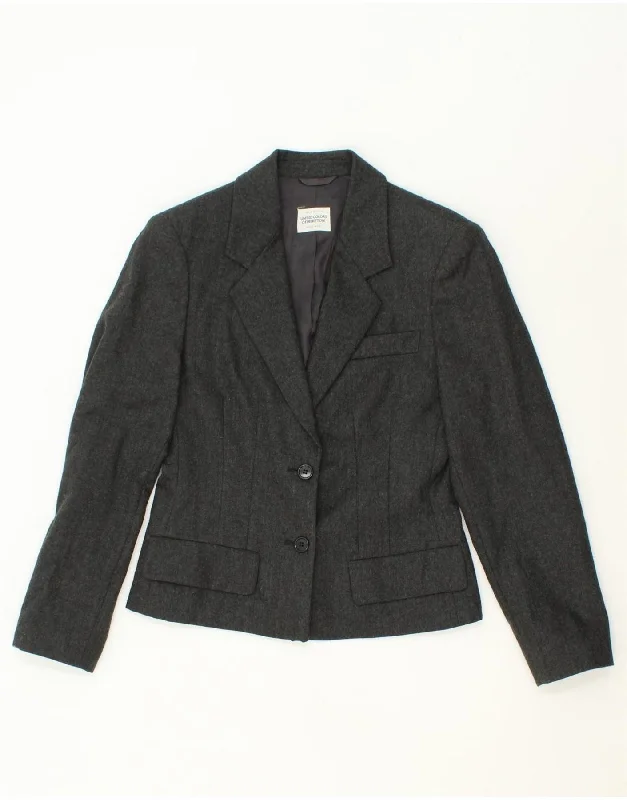 BENETTON Womens 2 Button Blazer Jacket IT 40 Small Grey Wool Denim Jacket Leather Jacket Suede Jacket BENETTON Womens 2 Button Blazer Jacket IT 40 Small Grey Wool Denim Jacket Leather Jacket Suede Jacket