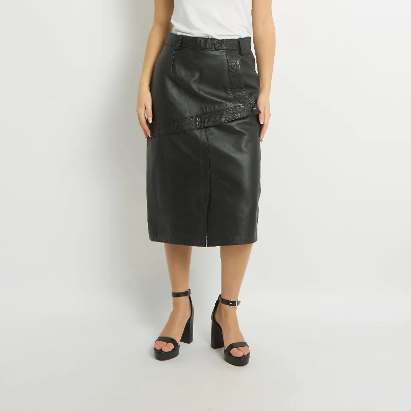 Leather Midi Skirt - UK 10 chiffon skirt airy