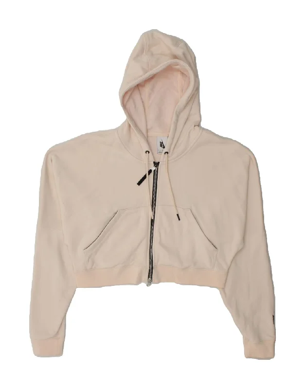 NIKE Womens Crop Zip Hoodie Sweater UK 14 Medium Beige Cotton Machine Wash Dry Clean Hand Wash NIKE Womens Crop Zip Hoodie Sweater UK 14 Medium Beige Cotton Machine Wash Dry Clean Hand Wash