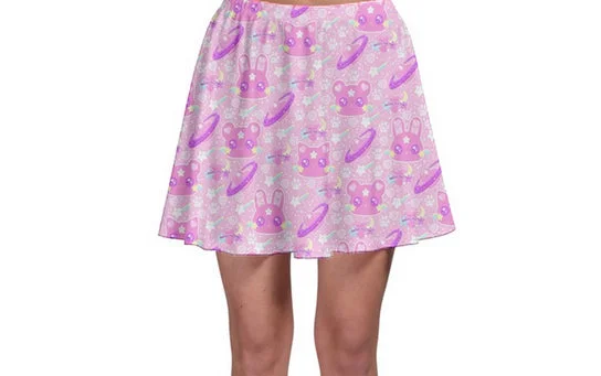 Cosmic Cuties Pink Skater Skirt [Made To Order] floral skirt print