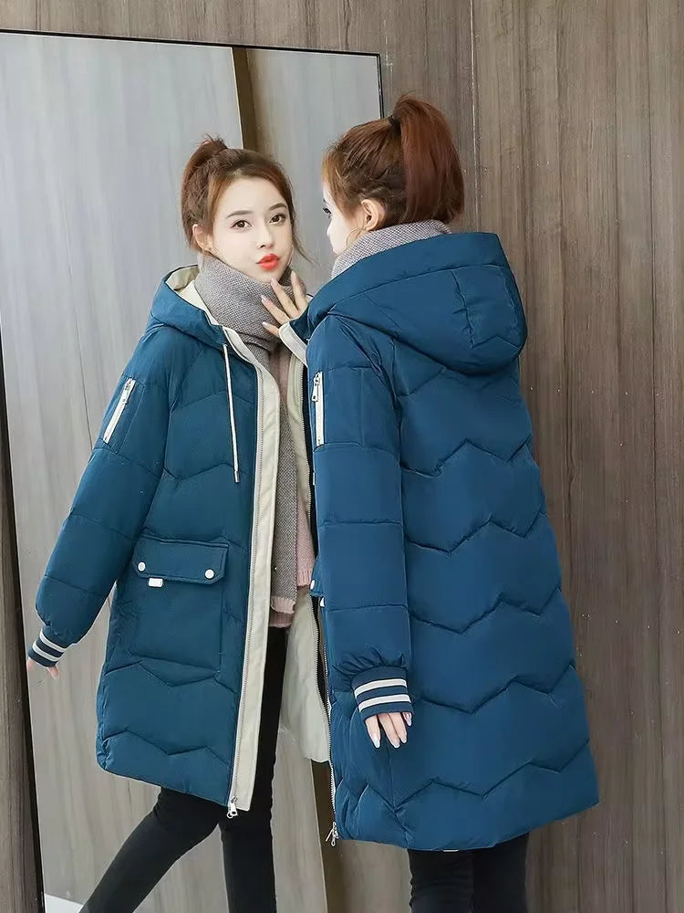 2024 Winter Women's Down Cotton Hooded Coat Jacket Long Coat Thick Warm Jacket Windproof Casual Student Coat Insulated Jacket Fitted Jacket Loose Jacket 2024 Winter Women's Down Cotton Hooded Coat Jacket Long Coat Thick Warm Jacket Windproof Casual Student Coat Insulated Jacket Fitted Jacket Loose Jacket