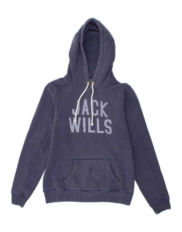 JACK WILLS Womens Graphic Hoodie Jumper UK 14 Large Navy Blue Cotton Hoodie with Ribbed Neckline Snug Warm JACK WILLS Womens Graphic Hoodie Jumper UK 14 Large Navy Blue Cotton Hoodie with Ribbed Neckline Snug Warm