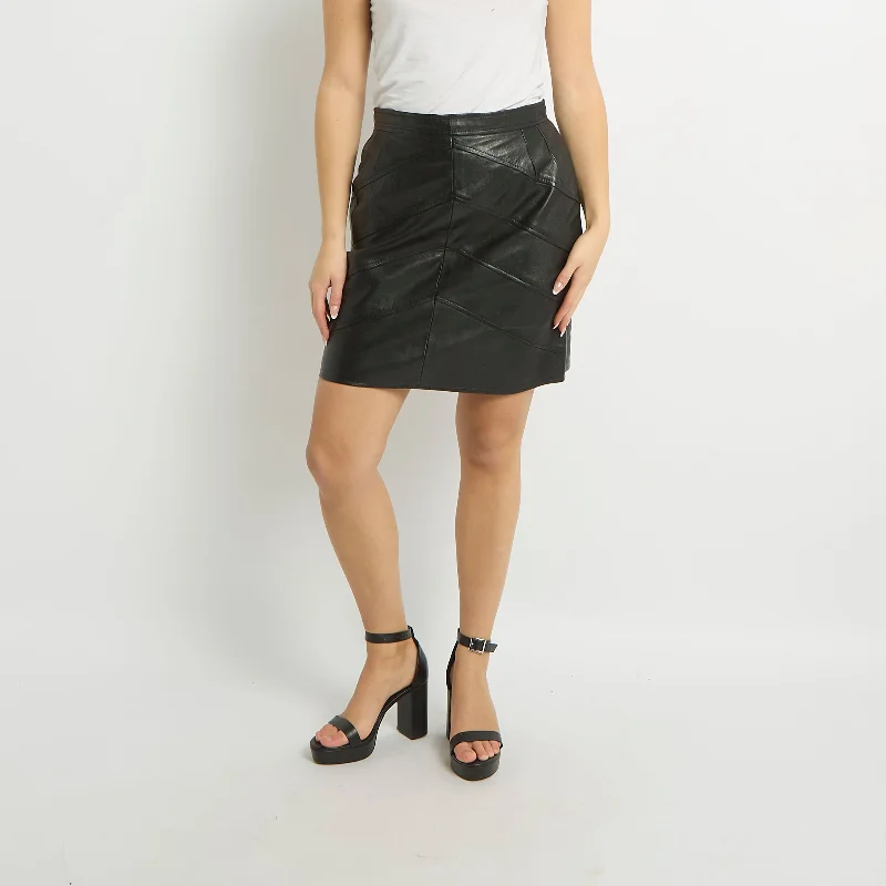 Leather Mini Skirt - UK 8 velvet skirt rich