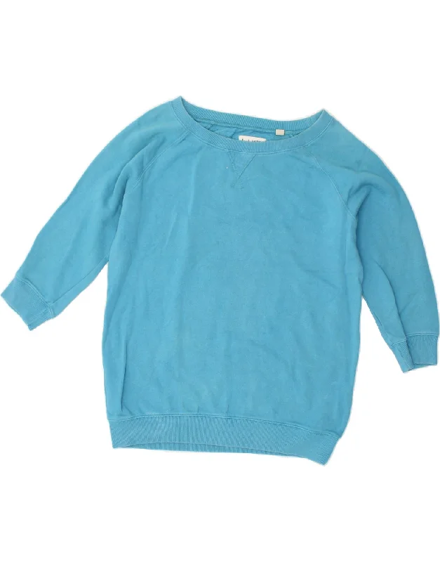 JACK WILLS Womens 3/4 Sleeve Graphic Sweatshirt Jumper UK 10 Small Blue Cotton Hoodie Fleece Lining Warmth JACK WILLS Womens 3/4 Sleeve Graphic Sweatshirt Jumper UK 10 Small Blue Cotton Hoodie Fleece Lining Warmth