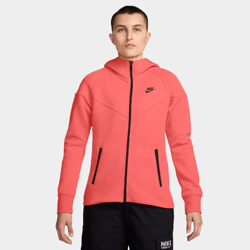 Nike Sportswear Women's Tech Fleece Windrunner Full Zip Hoodie Magic Ember / Black Hoodie with Belted Waist Structured Tailored Nike Sportswear Women's Tech Fleece Windrunner Full Zip Hoodie Magic Ember / Black Hoodie with Belted Waist Structured Tailored