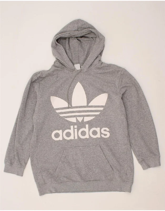 ADIDAS Womens Graphic Hoodie Jumper UK 12 Medium Grey Cotton Hoodie with Turtle Neck Cozy Winter ADIDAS Womens Graphic Hoodie Jumper UK 12 Medium Grey Cotton Hoodie with Turtle Neck Cozy Winter