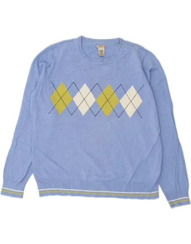 IZOD Womens Crew Neck Jumper Sweater UK 18 XL Blue Argyle/Diamond Cotton Herringbone Houndstooth Plaid IZOD Womens Crew Neck Jumper Sweater UK 18 XL Blue Argyle/Diamond Cotton Herringbone Houndstooth Plaid