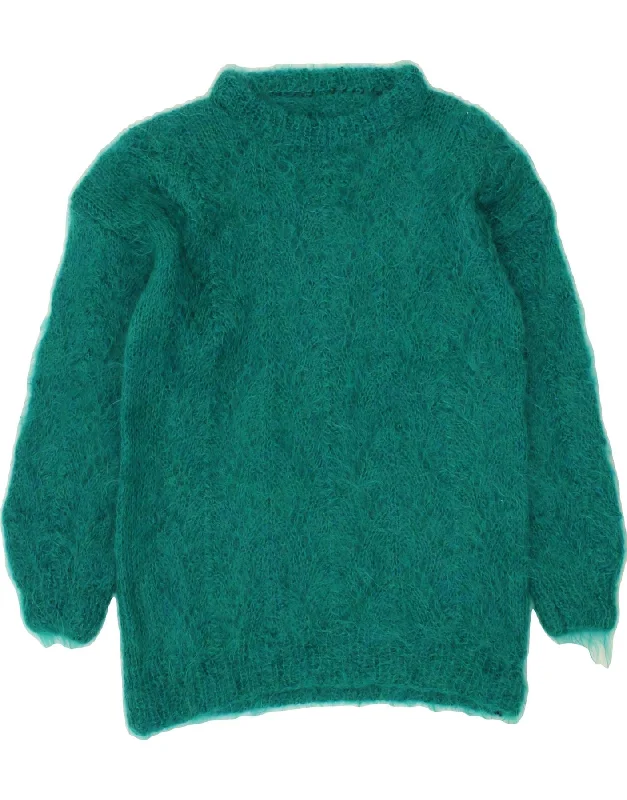 VINTAGE Womens Crew Neck Jumper Sweater UK 14 Medium Green Hooded Caped Shawl Collar VINTAGE Womens Crew Neck Jumper Sweater UK 14 Medium Green Hooded Caped Shawl Collar