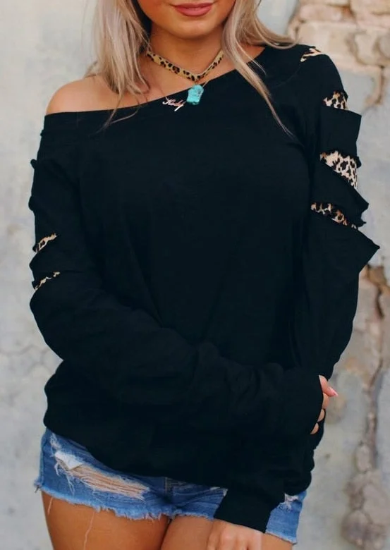 WILUXE Women Leopard Printed One Shoulder Sweatshirt Female Harajuku Black Pollver Hooded Tops Korean Long-sleeved Harajuku Hoodies Hoodie with Emblem Brand Identity WILUXE Women Leopard Printed One Shoulder Sweatshirt Female Harajuku Black Pollver Hooded Tops Korean Long-sleeved Harajuku Hoodies Hoodie with Emblem Brand Identity