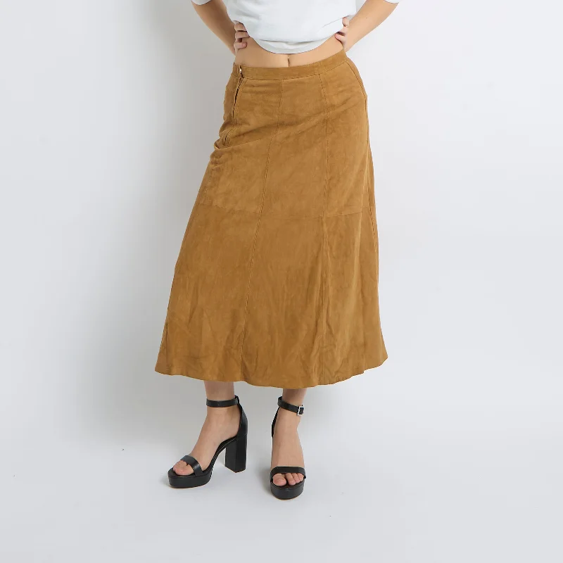 Suede Maxi Skirt - UK 8 seamless skirt comfort