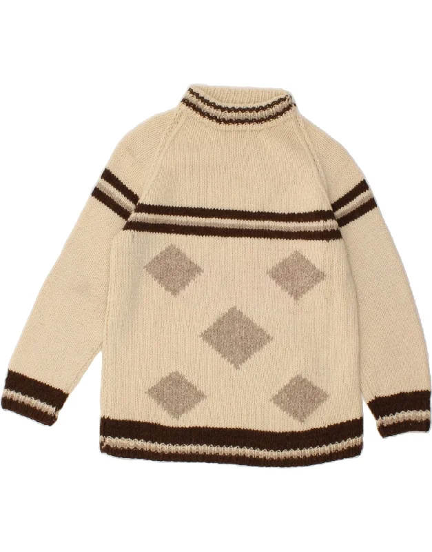 VINTAGE Womens Turtle Neck Jumper Sweater UK 14 Large Beige Striped Anti-Pilling Anti-Shrink Durable VINTAGE Womens Turtle Neck Jumper Sweater UK 14 Large Beige Striped Anti-Pilling Anti-Shrink Durable