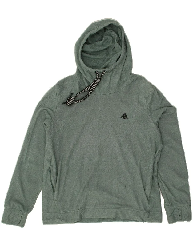 ADIDAS Womens Hoodie Jumper UK 16/18 Large Green Polyester Hoodie with Hood Adjustable Protection ADIDAS Womens Hoodie Jumper UK 16/18 Large Green Polyester Hoodie with Hood Adjustable Protection