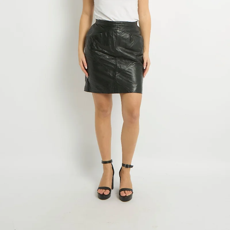 Leather Mini Skirt - UK 8 silk skirt smooth