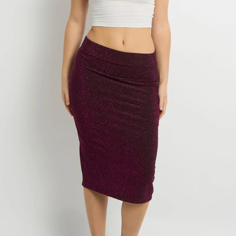Sparkly Bodycon Midi Skirt - UK 8 belted skirt waist