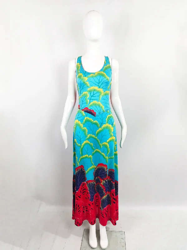 1970s Vintage Mac Tac Paris Turquoise Racer Back Jersey Maxi Dress Tunics Stylish elegant 1970s Vintage Mac Tac Paris Turquoise Racer Back Jersey Maxi Dress Tunics Stylish elegant