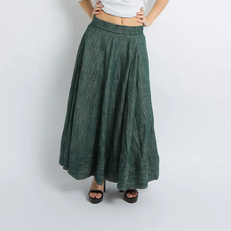 Linen Pleated Maxi Skirt - UK 8 modal blend skirt