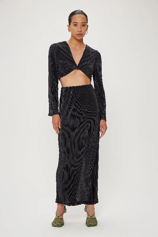 Third Form Meet The Sky Pleat Maxi Skirt - Midnight boho skirt vibe