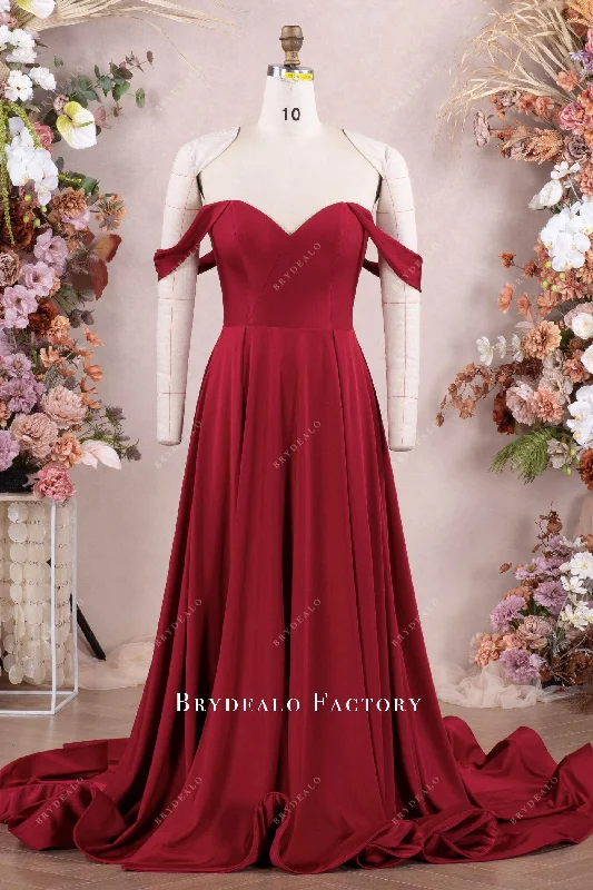 Burgundy Jersey Sweetheart Neck A-line Split Bridesmaid Dress Tunics Practical durable Burgundy Jersey Sweetheart Neck A-line Split Bridesmaid Dress Tunics Practical durable