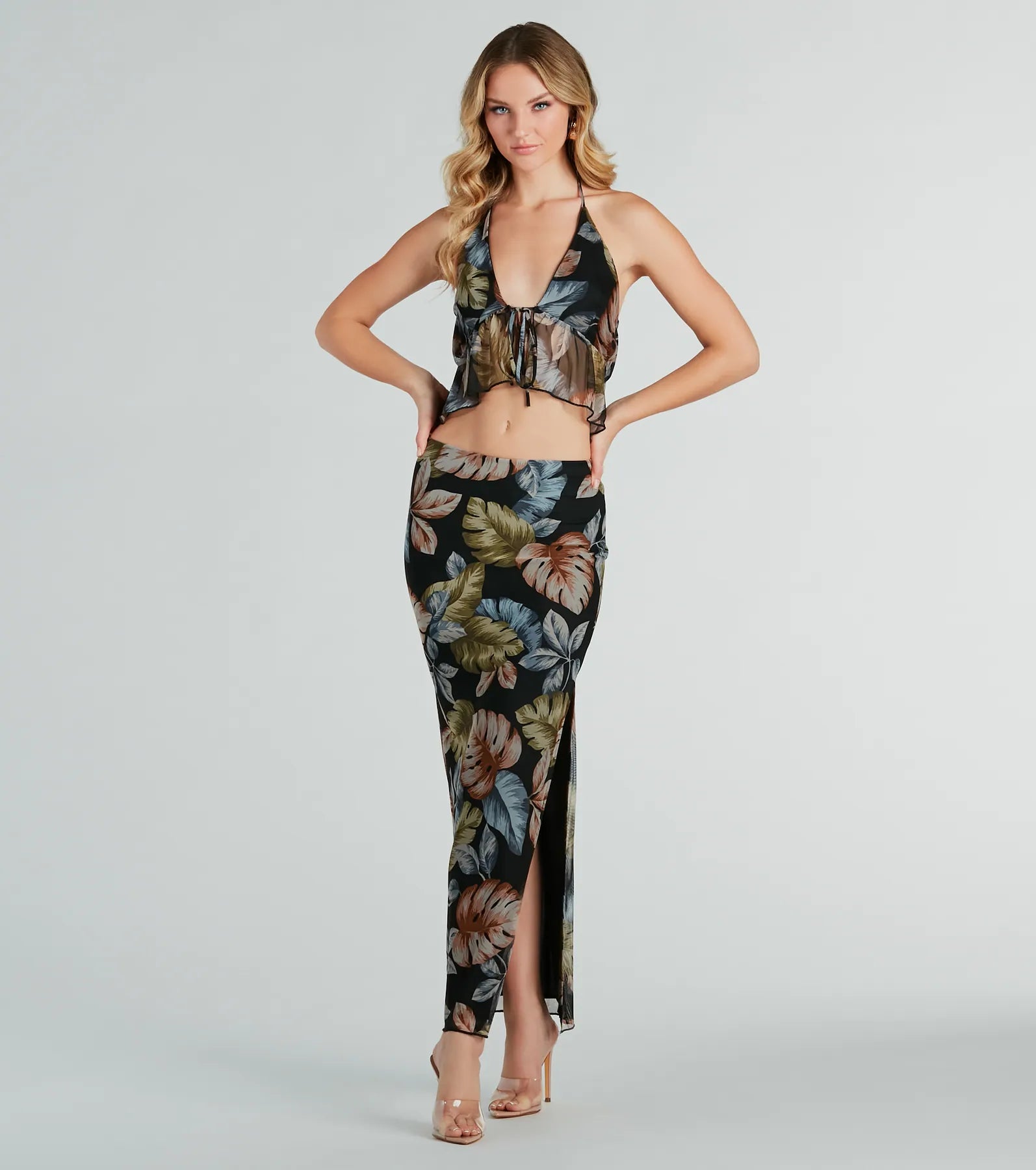 Gorgeous Getaway Tropical Print Maxi Skirt chiffon skirt delicate