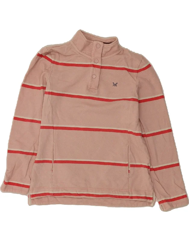 CREW CLOTHING Womens Sweatshirt Jumper UK 10 Small Pink Striped Hoodie with Cropped Fit Short Trendy CREW CLOTHING Womens Sweatshirt Jumper UK 10 Small Pink Striped Hoodie with Cropped Fit Short Trendy