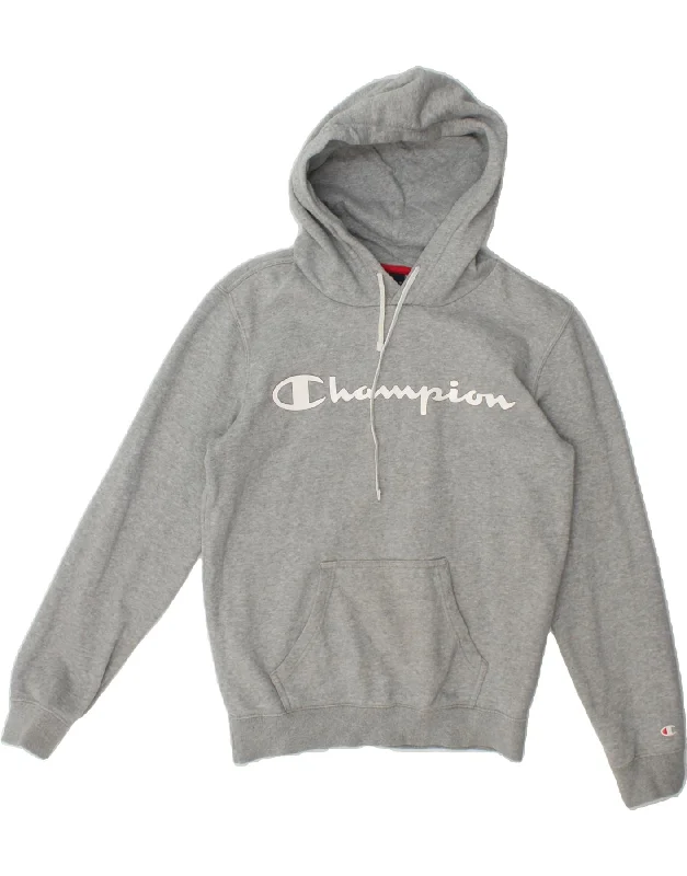 CHAMPION Womens Graphic Oversized Hoodie Jumper UK 6 XS Grey Cotton Hoodie with Cropped Fit Short Trendy CHAMPION Womens Graphic Oversized Hoodie Jumper UK 6 XS Grey Cotton Hoodie with Cropped Fit Short Trendy