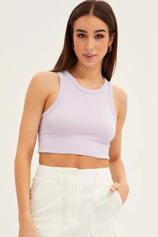 Lilac Tank Top Sleeveless Crew Neck Seamless cherry red tank