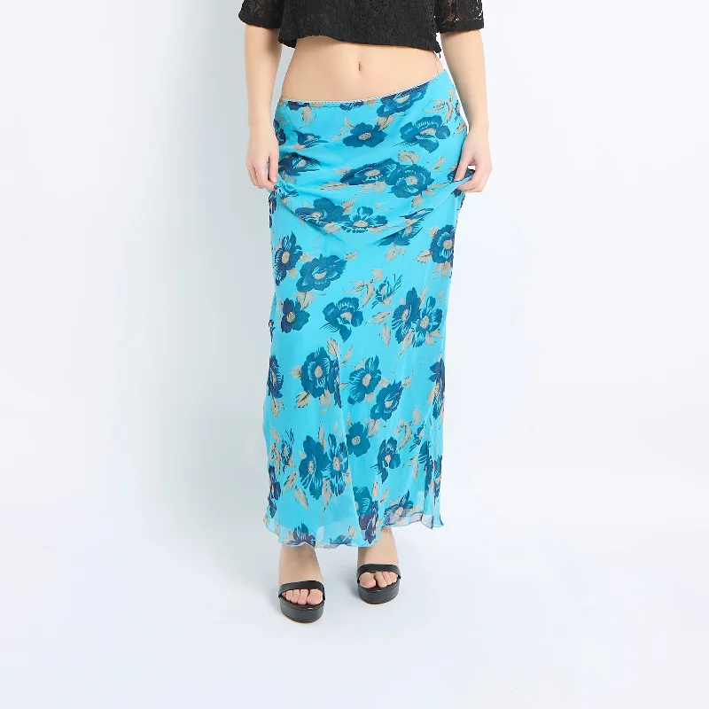 Mesh Floral Maxi Skirt - UK 8 linen skirt natural