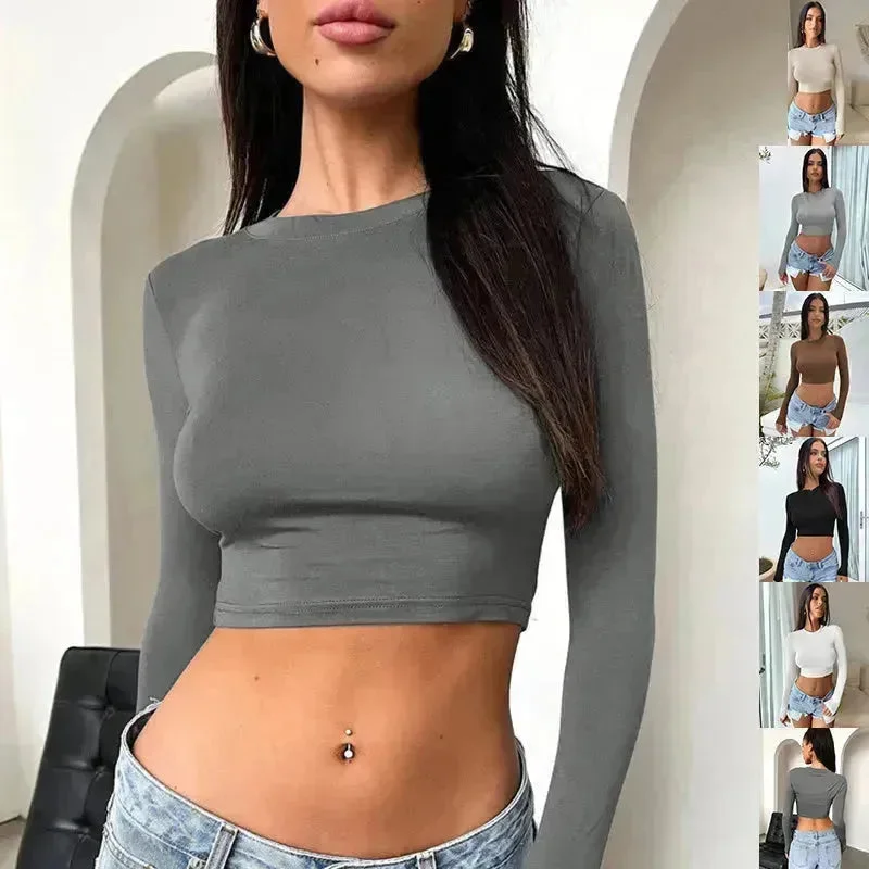 Slim Long Sleeve Crop Top Y2K Fashion Tank Top Women Clothing Casual Evening Top vintage tank top Slim Long Sleeve Crop Top Y2K Fashion Tank Top Women Clothing Casual Evening Top vintage tank top