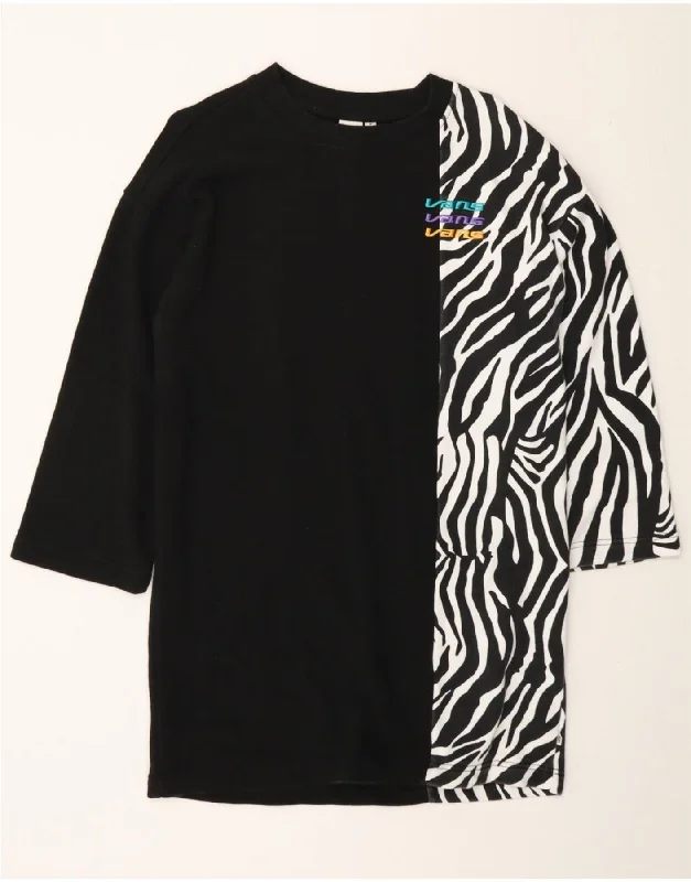 VANS Womens 3/4 Sleeve Sweatshirt Jumper UK 12 Medium Black Animal Print Hoodie with Metallic Shiny Futuristic VANS Womens 3/4 Sleeve Sweatshirt Jumper UK 12 Medium Black Animal Print Hoodie with Metallic Shiny Futuristic