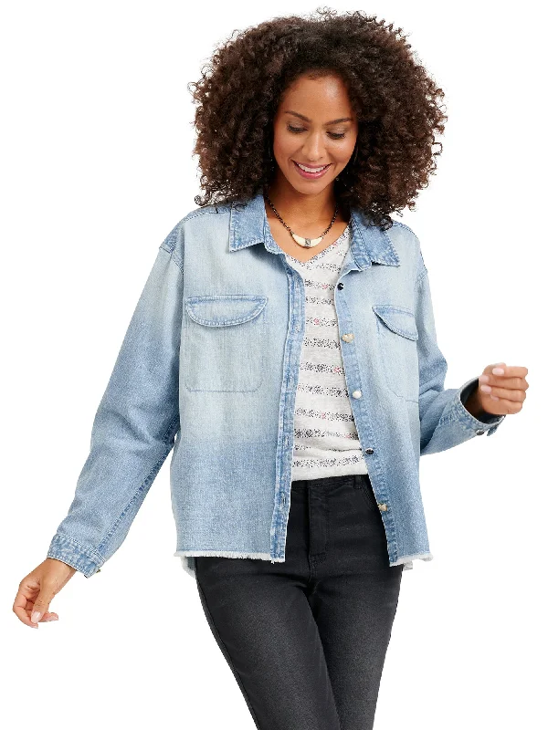 Democracy Womens Long Sleeve Denim Fray Jacket Striped Jacket Polka Dot Jacket Floral Jacket Democracy Womens Long Sleeve Denim Fray Jacket Striped Jacket Polka Dot Jacket Floral Jacket