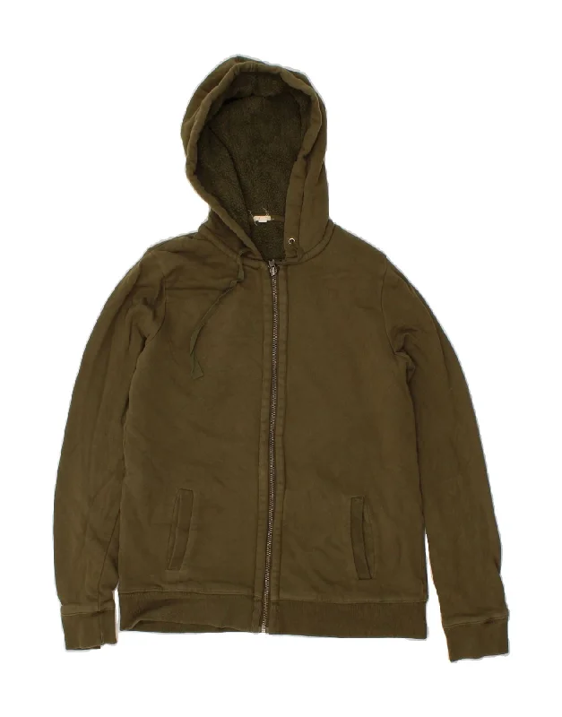 J. CREW Womens Zip Hoodie Sweater UK 12 Medium Khaki Cotton Hoodie with Drawstring Waist Adjustable Fitted J. CREW Womens Zip Hoodie Sweater UK 12 Medium Khaki Cotton Hoodie with Drawstring Waist Adjustable Fitted
